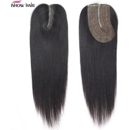 Ishow Human Hair Lace Closure 2X3 Brazilian Closure Cheap Middle Part Human Hair Closure Medium Brown Non-Remy Swiss Lace