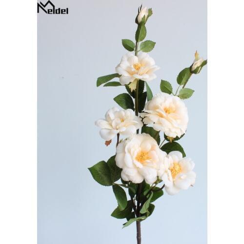 Meldel Artificial Flower Wedding Bouquet Bridesmaid Wedding Flowers Bouquets Silk Rose Flower Arrangement DIY Home Decoration