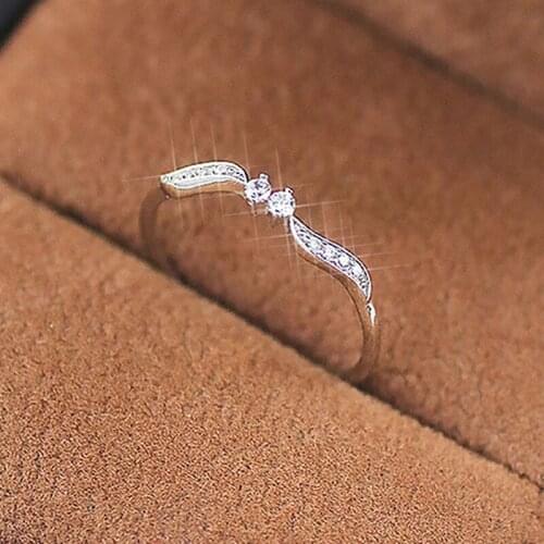 Exquisite Willow Leaf Binary Star Crystal Ring For Women Wedding Engagement Party Gift