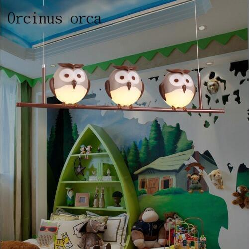 Cartoon cute owls childrens chandeliers boys and girls bedroom creative warm protective eyes chandelier free shipping