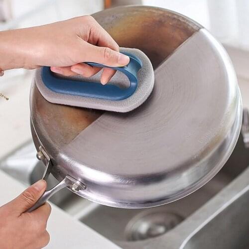 Nano Emery Sponge Rubbing Magic Sponge Kitchen Decontamination Cleaning Brush Bowl Washing Pot with Handle Sanding Rusty Tools