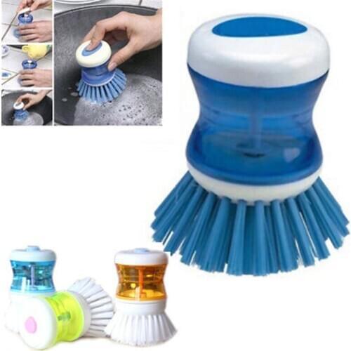 Protable Dishwasher Brush With Washing Up Liquid Tank Soap Dispense Brush Wash Cleaning Kitchen Tool Kit