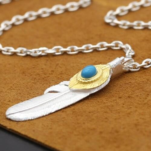 S925 Sterling Silver Jewelry Vintage Thai Silver Takahashi Goro Handmade Eagle Feather Male And Female Pendant