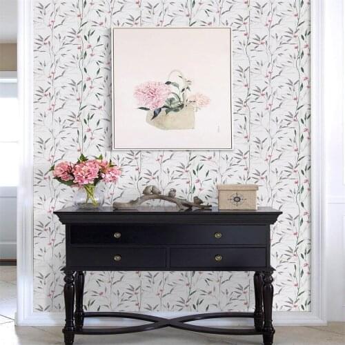 Peel and Stick Floral Leaf Wallpaper Wall Green/Grey Vinyl Self Adhesive Wall Paper Design For Walls Bathroom Bedroom Home Decor