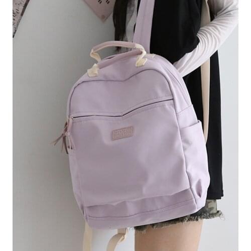 Rucksack School Bag Backpacks for Teenage Girls Solid Color Nylon Cool Women Backpack Large Capacity Travel Bag College Style