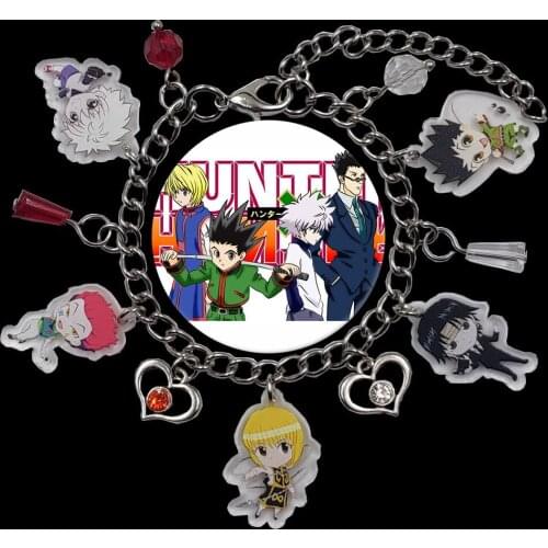 Unique Korean Style Acrylic Charm HUNTER×HUNTER Chain Anime Bracelet For Women Heart Bead Cute Lovers Birthday Party Gift