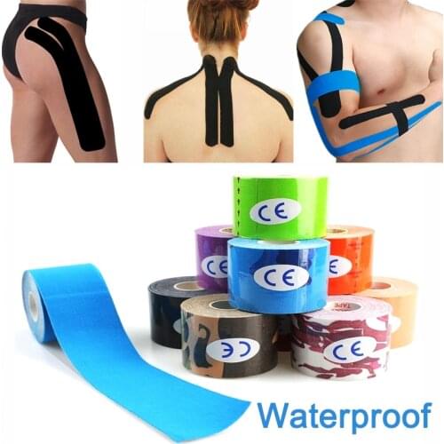 12 Colors Waterproof Kinesiology Tape Roll Medical Glue Gym Elastic Self-adhesive Bandage Athletic Fitness Sports Safety Muscle