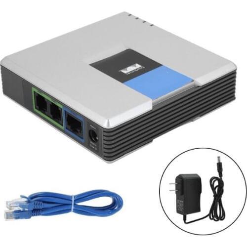 1Set VOIP Gateway 2 Ports SIP V2 Protocol Internet Phone Voice Adapter with Network Cable for Linksys PAP2T AU/EU/US/UK Plug