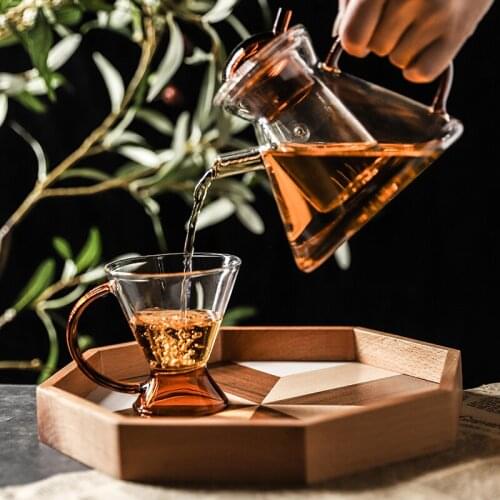 High quality Heat Resistant Glass Flower Tea Pot With Filter Oolong Puer Kettle Glass Coffee Tea Pot Set Milk Juice Container