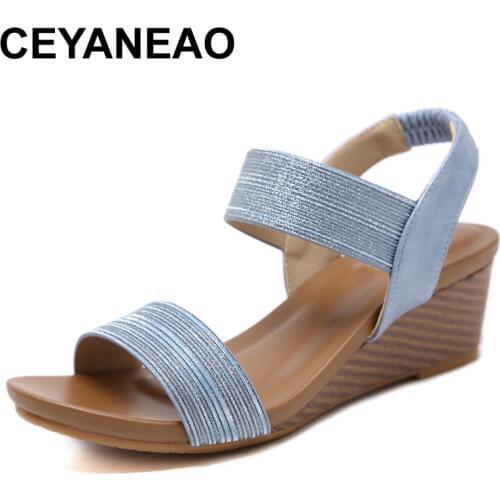 CEYANEAO2020 summer women shoes Sexy fish toe wedge platform sandals shoes slope with leisure women sandals sandalia feminina