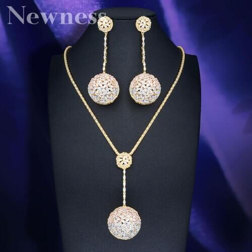 Newness new arrive Luxury Disco Balls Nigerian Necklace Earring Jewelry Sets For Women Wedding Indian Dubai Bridal Jewelry Sets