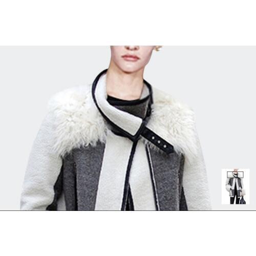Women Winter Woolen Coat Autumn Ziipper Jacket Large Fur Collar Outerwear Patchwork Female Warm Windproof Overcoat L2514