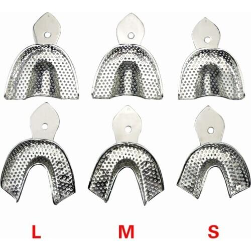 1Set Dental Lab Equipment L/M/S Size Upper Lower Stainless Steel Impression Trays For Dental Clinic Autoclavable