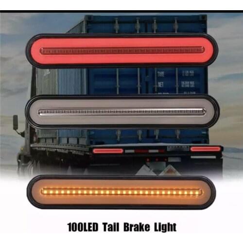 100LEDs Two-color Light Guide Side Marker Light Turn Signal Flowing Driving Lamp Brake Tail Light for Heavy Truck Pickup