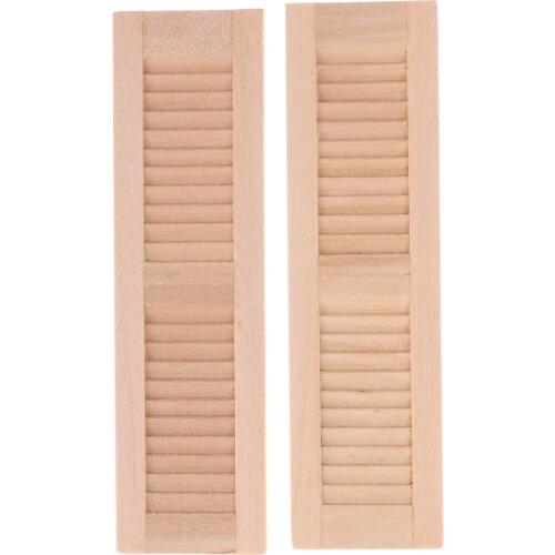 12pcs Unpainted 1:12 Dollhouse Wooden Shutters Window Frame Kit, Miniature Furniture DIY Making Accessoreis Collection