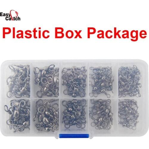 120Pcs Barrel Cross Line Fishing Swivel With Solid Ring Barrel Cross-Line Swivels Hard Lure Connector Set With Box