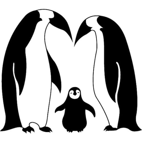 16.7cm*14.7cm Penguins Animal Family Vinyl Car-Styling Car Sticker Black/Silver S3-5851