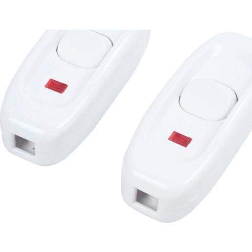 2pcs AC 250V 10A ON/OFF Button Electric Control In Line Switch White
