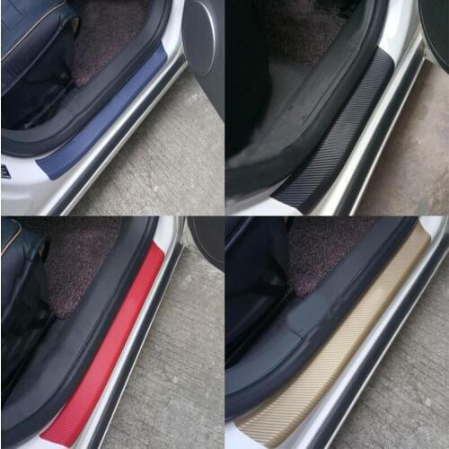 4PC Car Door Carbon Fiber Sticker Universal Sill Scuff Anti Scratch Carbon Fiber Car Door Protect Sticker Decorative strip Hot