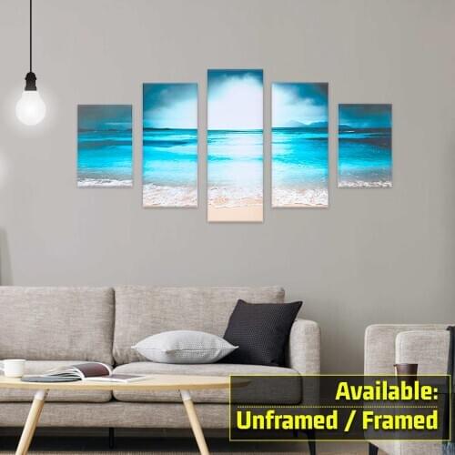 5Pcs Sunset Seaside Canvas Print Art Painting Wall Picture Modern Art Canvas Wall Decorative Painting for Bedroom Home Decor