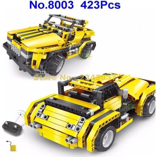 8003 423pcs 2in1 Remote Control Rc 4ch Truck Racing Car Mighty Torrent Building Block Toy