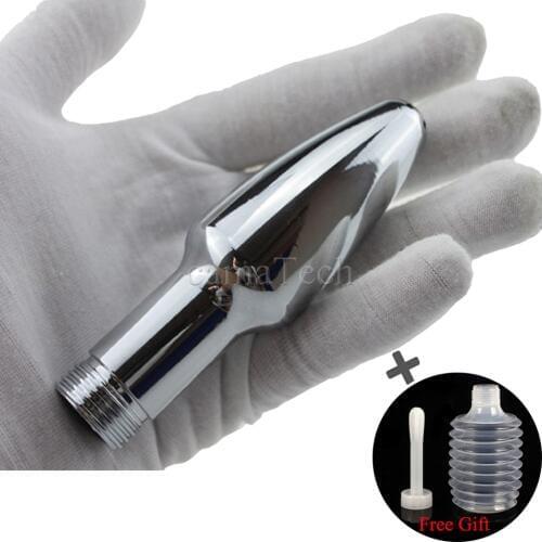 CamaTech Aluminum Enema Shower Head Metal Nozzle Tip Rectal Rinse Faucet Vagina Anal Plug Cleaner Enemator Colonic Douche System