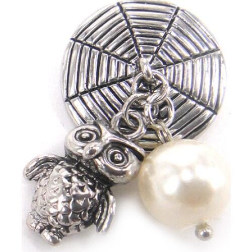 Free shipping new arrival cute owl with glass pearl charm Fashion metal snap button Bracelet
