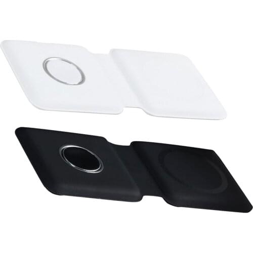 2 in 1 Wireless Charger 15W Fast Charging Dual Magnetic Foldable Fire-Resistant Charger Station for 12 Pro Max 12 Mini 11/X/XR