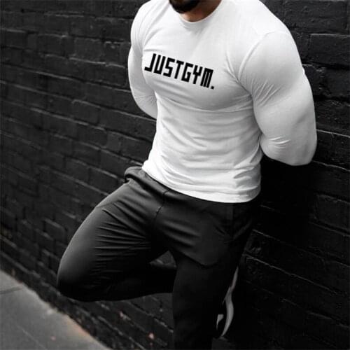 Brand Sporting Gym Clothing Fitness T-Shirt Men Cotton Casual Full Sleeve Tshirt Men Slim Fit T-shirts Workout Tee Shirt homme