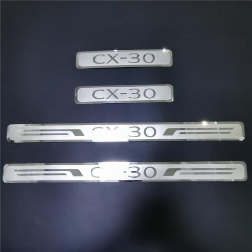 For MAZDA CX-30 CX30 2019 2020 2021 Door Scuff Plate Sill Protect Stainless Threshold Kick Pedal Styling Sticker Car Accessories