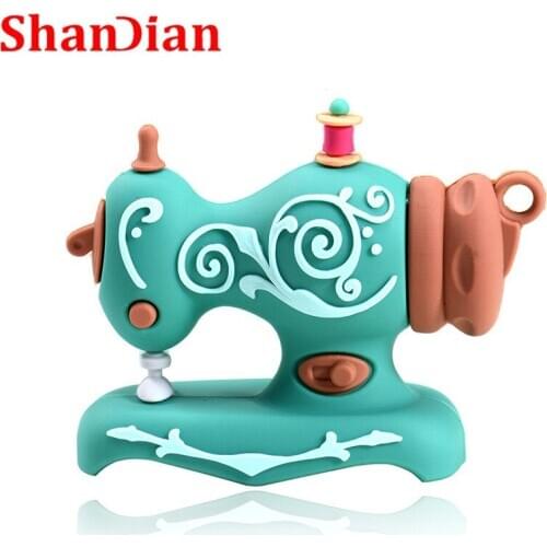 SHANDIAN Cartoon USB2.0 Flash Drive Sewing Machine Pen Drive Pen Drive 4GB 16GB 32GB 64GB 128GB U Disk Wedding Commemorative G