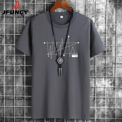 JFUNCY S-6XL Oversize Men Loose Tee Tops 100% Cotton Fashion Print Mens Short Sleeve T-shirt Summer New Male Casual Tshirt