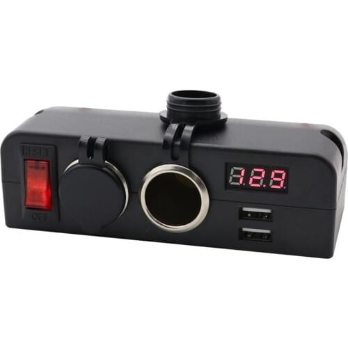 AOC4100 3-in-1 Cigarette Lighter Socket & USB Car Charger & Voltmeter Multi-function Cigarette Lighter Female Socket