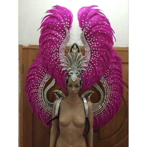 Carnival feather headwear for girls party dancing performance female clothes bow hair headdress dance feather headpiece costume