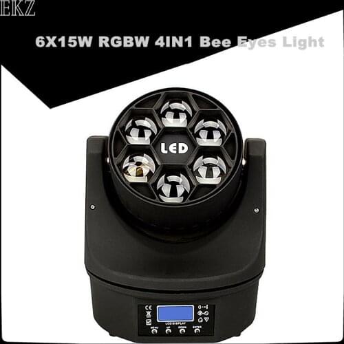 HOT 6X15W RGBW 4IN1 Led Beam Moving Head Light DMX Control 6 Bee Eyes Wash Effects Stage Lighting Wonderful DJ Disco Party