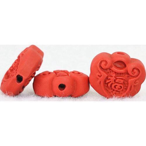HOT synthetic red cinnabar 17x19mm carving accessories heart pendant beads DIY jewelry 5pcs B948
