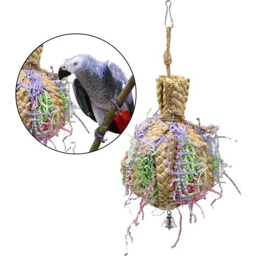 Rattan Parrot Shredder Toy Anti-biting Parrot Cage Foraging Toy Chewing Toy with Bell Parrots Toys Bird Accessories For Pet Toy