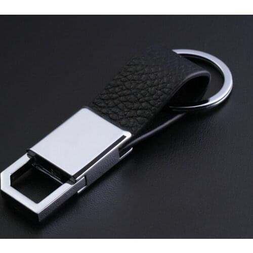 Creative Rotation Genuine Leather Metal Key Chain Car Keychain Keyring Gift for Business Man