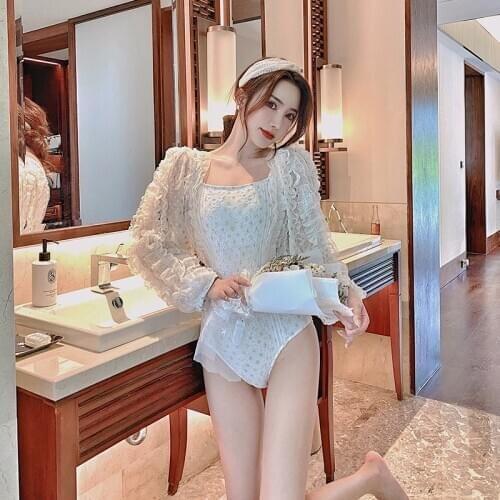 Swimsuits Women Summer Swimming Costume Swimwear For Beach Swim New French Sexy Swimsuit Lace Long Sleeve Fit Animal
