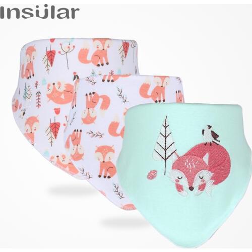 Cute 3 Pcs Girls Boys Cotton Bibs Cute Cartoon Pattern Baby Bib Newborn Saliva Bib Baby Clothes Towel Fashion Baby Bibs Bandana