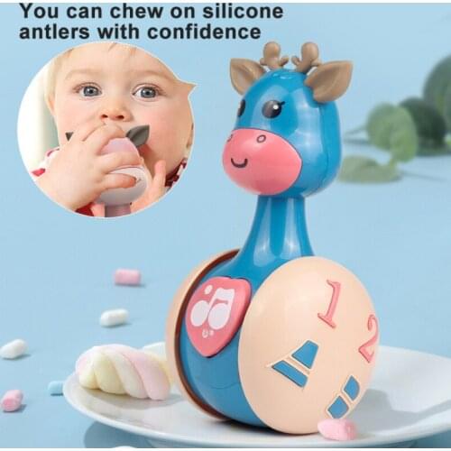 1pc Childrens Kawaii Cute Tumbler Gnawing On The Bell Toy Inertia Sliding Wisdom Crawling Cartoon Toy For Baby Kids Fun Toy