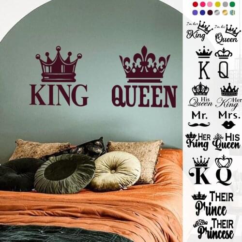 King Queen Home Wall Decor Stickers For Bedroom Couples Husband And Wife Rooms Wall Sticker Decortion Removable Decal