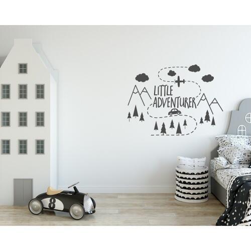 Little Adventurer Wall Decal Adventure Nursery Wall Sticker Mountain Kids Boys Girl Room Playroom Decoration Woodland Nordic G81