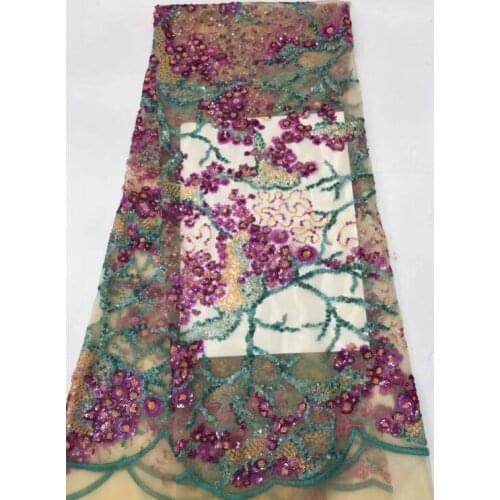 Newest J-9856 sequins lace mesh with best quality embroidery french lace fabric