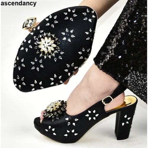 Latest Design Italian Ladies Shoes and Bags To Match Set Ladies Sandals with Heels Nigerian Women Wedding Shoes Pumps Party