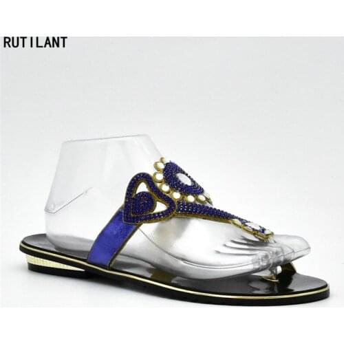 New Arrival Women Shoes Sandals Slip on Summer Shoes Decorated with Rhinestone African Wedding Shoes for Women Italy Party Shoe