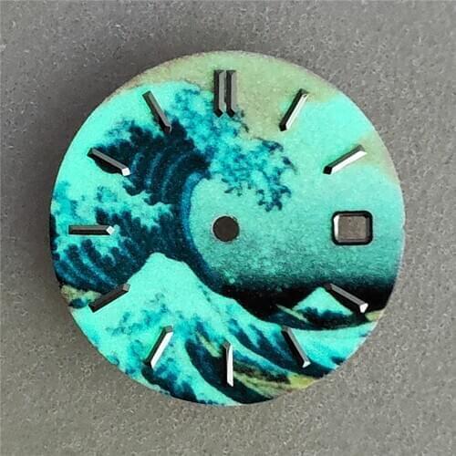 28.5mm Full Luminous Watch Dial for ETA 2824 Kanagawa Surfing Dial for 8215 8200 821A 2836 Watch Movement for Mingzhu 2813 Watch