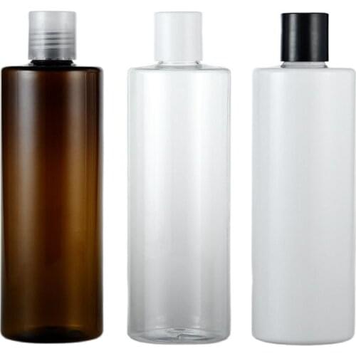 350ML X 30 Empty Transparent White Brown Plastic Bottles Refillable Travel Bottles With Plastic Disc Top Cap For Shampoo Toner