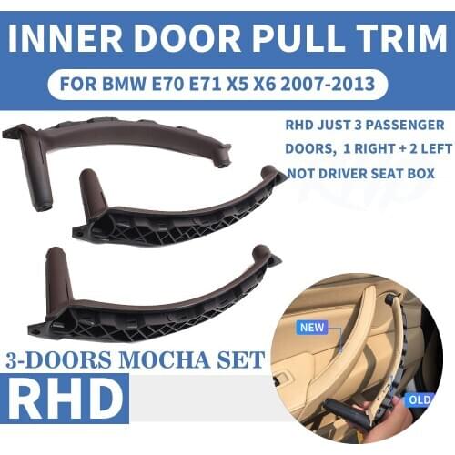RHD Right Hand Mocha Car Front Rear Left / Right Interior Inner Door Pull Handle Trim Cover Panel For BMW E70 E71 X5 X6 07-2013