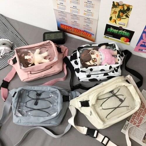 2021 new Detachable PVC chest bag cool waist bag casual braided rope student girl transparent doll diagonal pain bag ita